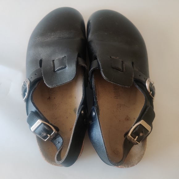 Birkenstock Women's  Sandals Paris Bonn Black Leather Slingback Clogs sz 7 - Picture 5 of 6